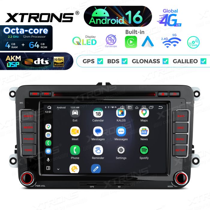 Xtrons IP76MTVG Android Autoradio mit CD- und DVD-Player für VW Golf, Passat, Skoda und SEAT, AKM DSP, 4G, kabelloses CarPlay und Android Auto – Bild 9