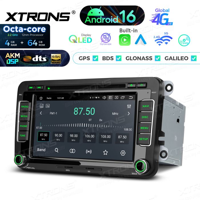 Xtrons IP76MTVG Android Autoradio mit CD- und DVD-Player für VW Golf, Passat, Skoda und SEAT, AKM DSP, 4G, kabelloses CarPlay und Android Auto – Bild 12
