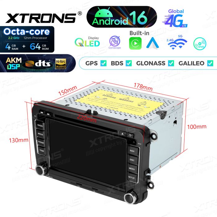 Xtrons IP76MTVG Android Autoradio mit CD- und DVD-Player für VW Golf, Passat, Skoda und SEAT, AKM DSP, 4G, kabelloses CarPlay und Android Auto – Bild 14