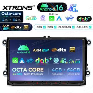 Xtrons IP96MTVDABL Android Autoradio 4/64 GB mit integriertem DAB+, AKM DSP, 4G, kabellosem CarPlay und Android Auto für VW Golf, Passat, Skoda und SEAT – Bild 7