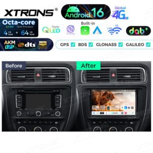 Xtrons IP96MTVDABL Android Autoradio 4/64 GB mit integriertem DAB+, AKM DSP, 4G, kabellosem CarPlay und Android Auto für VW Golf, Passat, Skoda und SEAT – Bild 4
