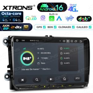 Xtrons IP96MTVDABL Android Autoradio 4/64 GB mit integriertem DAB+, AKM DSP, 4G, kabellosem CarPlay und Android Auto für VW Golf, Passat, Skoda und SEAT – Bild 12