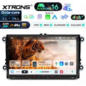 Xtrons IP96MTVDABL Android Autoradio 4/64 GB mit integriertem DAB+, AKM DSP, 4G, kabellosem CarPlay und Android Auto für VW Golf, Passat, Skoda und SEAT