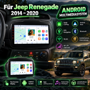 Alternative view of Android  Autoradio für Jeep Renegade 2014-2022 GPS-Navigation, Multimedia-Player, WiFi, DSP, RDS, BT, SWC