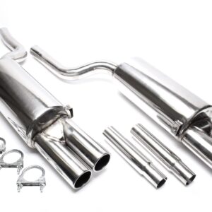 TA Technix Edelstahlanlage 2x76mm rund gebördelt passend für Audi A6 Quattro Limousine