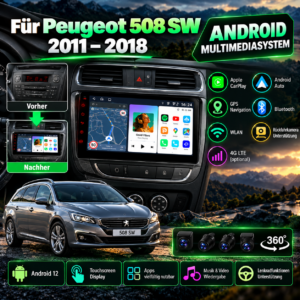 Alternative view of Android Autoradio für Peugeot 508  SW Citroen DS5 C5 2011-2018, kabelloses CarPlay  Android Auto, GPS-Navigation, Multimedia, Lenkradsteuerung
